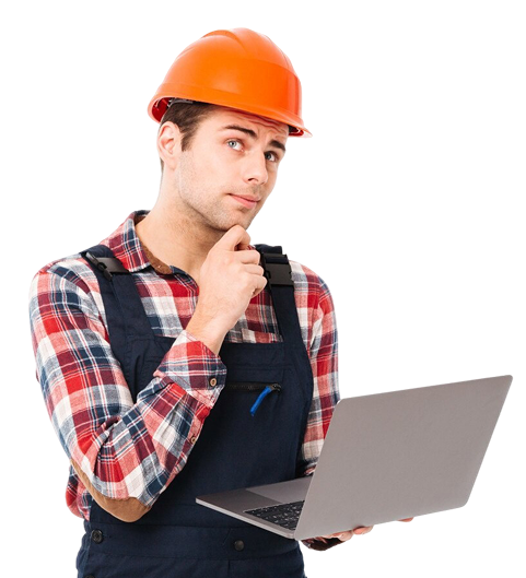 Construction worker with hard hat